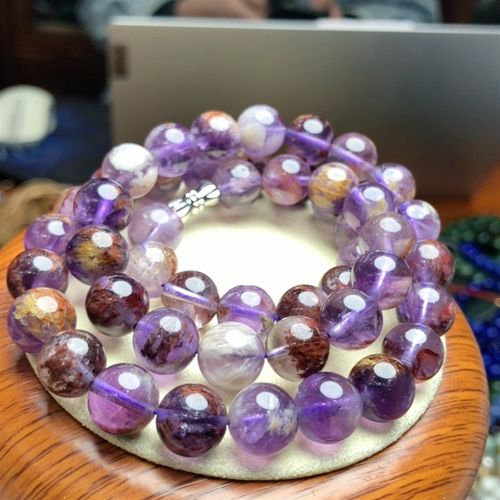 P113 天然紫幽灵项链锁骨链妈妈链10mm九紫离火本命年