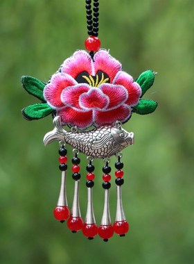 长款毛衣链冬饰品装饰项链配饰刺绣百搭挂饰个性大气挂件荷包彩珠