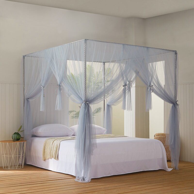 婚庆大红蚊帐1g.8m床带支架1.5米方顶落地款公主风1.2米床纹帐家