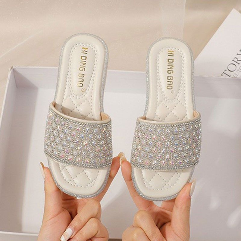 女童洋气拖鞋外穿2024夏季新款儿童水钻公主凉拖小女孩软底一字拖