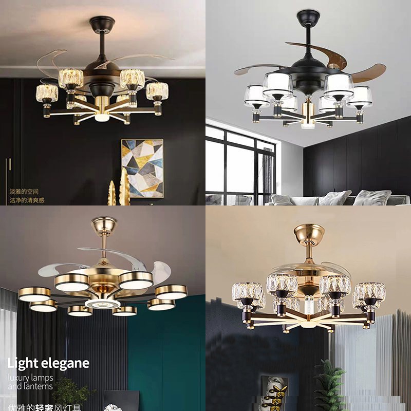 隐形风扇灯灯扇一体吊扇带灯餐厅客厅卧室超静音新款爆款风扇吊灯