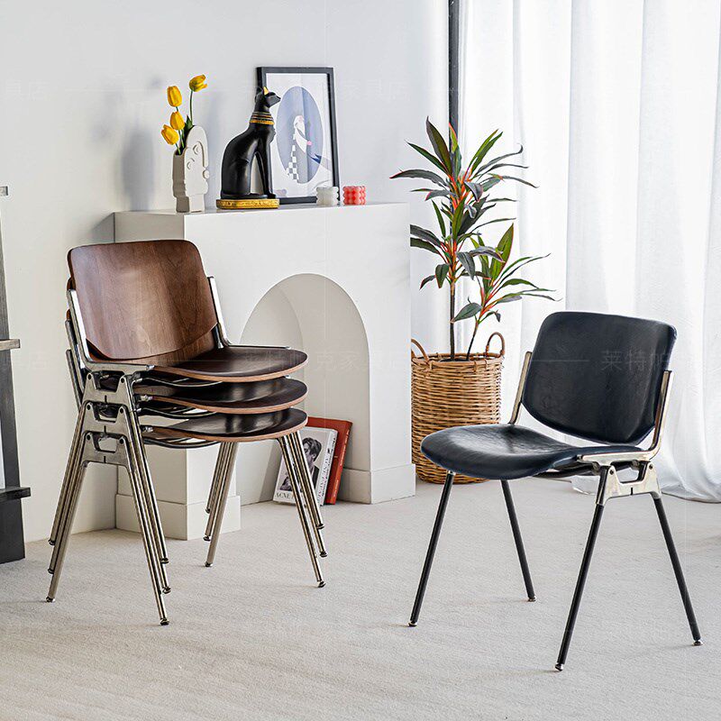 中古铁艺后现代简约休闲家用餐椅靠背软包实木饭T店复古咖啡店椅