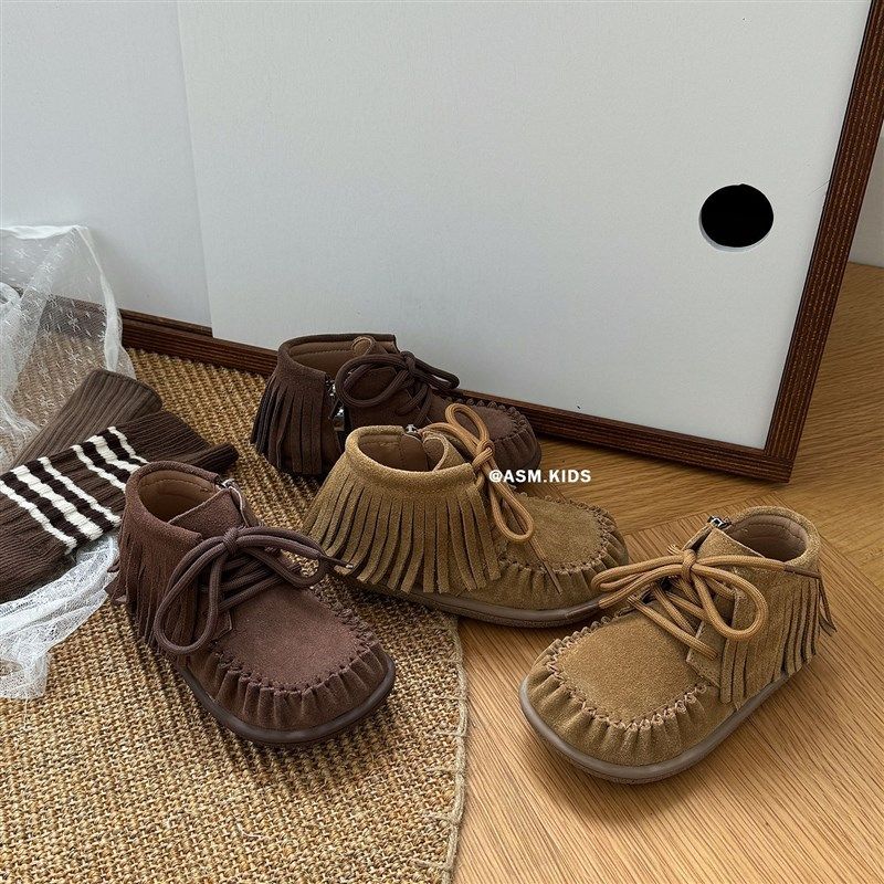 真皮儿童流苏短靴2024秋冬新款韩版女宝宝软底短皮靴子公主皮靴,童鞋/婴儿鞋/亲子鞋,棉靴,淘宝优惠券,粉丝福利购,淘宝优惠卷