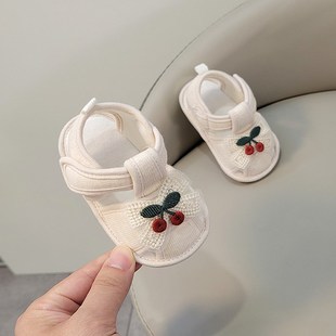 12个月新生儿鞋 软底防掉夏款 子初生公主 0一6月婴儿鞋 女宝宝布凉鞋