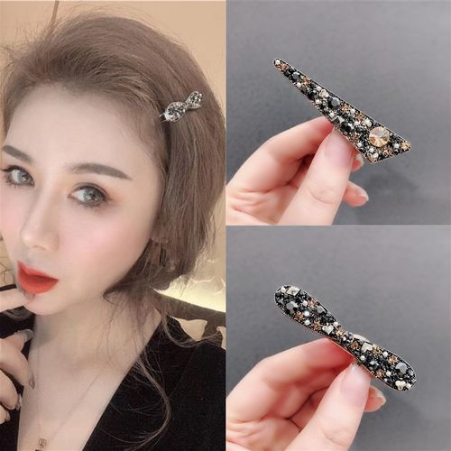 韩国重工金属水钻发夹日韩简约复古水晶头饰卡子鸭嘴夹侧边刘海夹