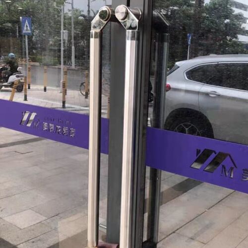 玻璃门拉手不锈钢电镀中砂加厚刀头型斜P拐脚有框门推拉把手