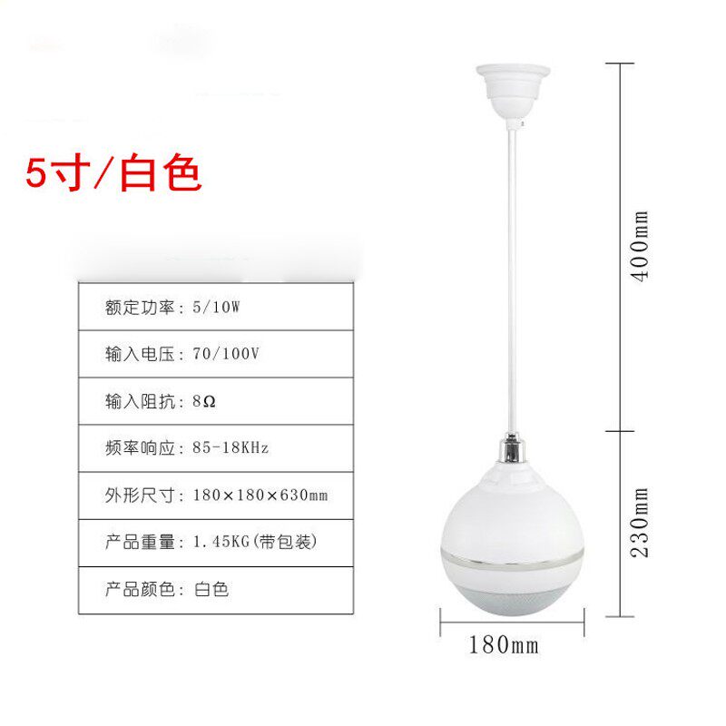 定阻吊球喇叭家庭背景音乐吊装音响悬挂式音箱R定压餐厅商铺同轴
