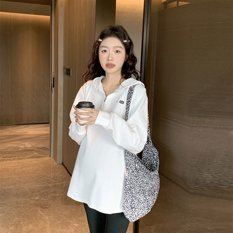 孕妇卫衣春季新款连帽女韩版宽松慵懒风设计感小V众潮妈上衣外套