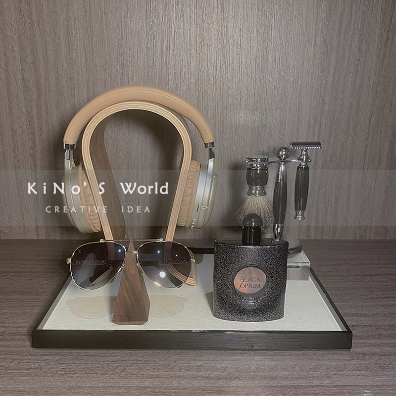 现代简约皮质耳机k木质支架样板房间售楼处衣帽间书房卧室饰品摆,家居饰品,装饰摆件,淘宝优惠券,粉丝福利购,淘宝优惠卷