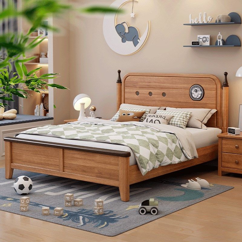 木蜡油金丝胡桃实木儿童床男孩单人床1.5米1.2m青少年女孩公主床