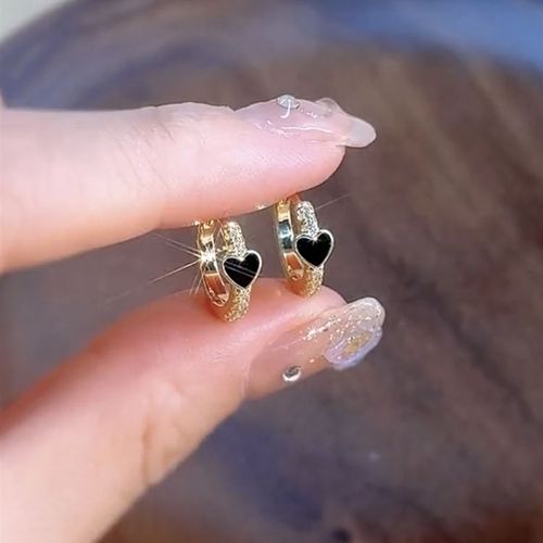 精致镶钻爱心耳扣2022年新款潮简约百搭甜美小巧耳饰日韩时尚耳环