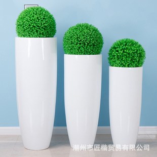 简约现代玻璃钢花盆落地大花瓶弹头形高J花盆家居酒店商场客厅插