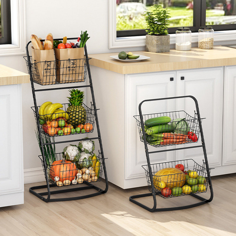 厨房蔬菜置物架落地多层放菜架z子家用蔬果储物菜篮夹缝收纳架客