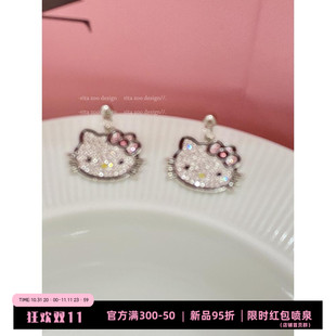 Rita 水钻闪锆可爱甜酷少女感个性 Zoo 小猫咪 耳钉耳饰 漂亮