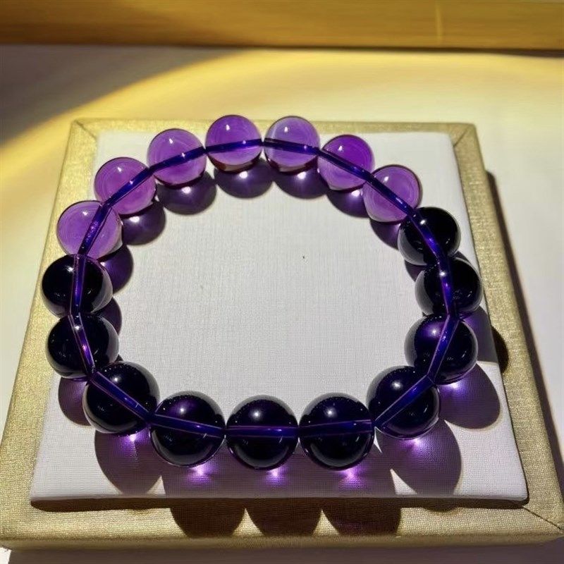 天然乌拉圭7A级紫水晶圆珠手串转运上岸逢考必过生日礼物手链女款