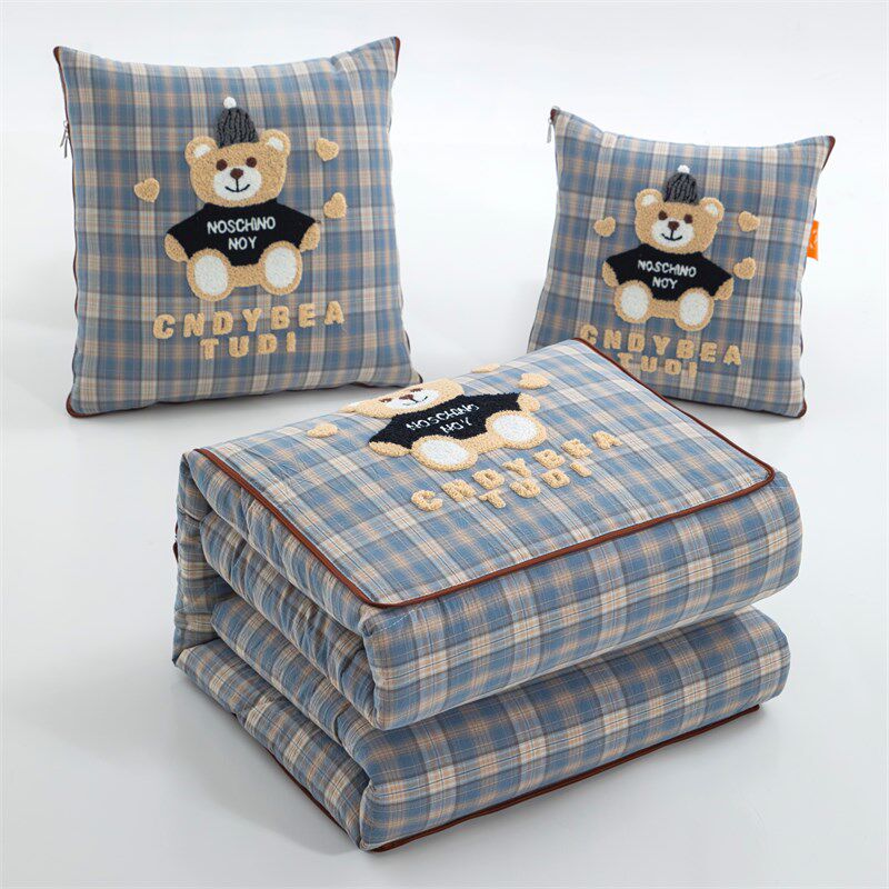 全棉抱枕被子两用加厚空调毯午睡办公室枕头被汽车靠枕折叠二合一