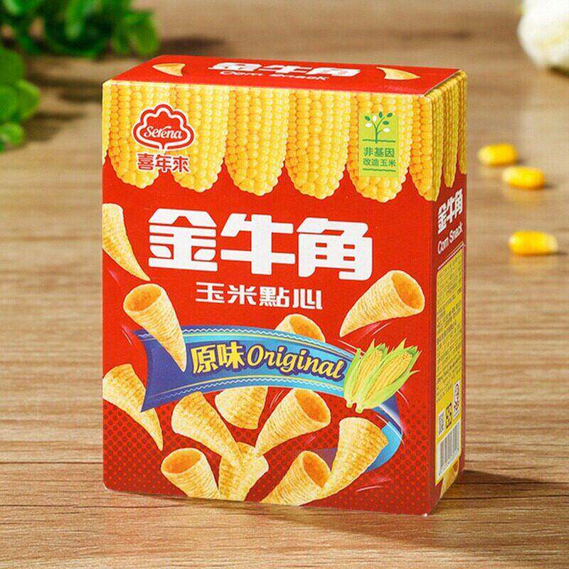1盒包邮台湾产喜年来金牛角玉米点心原味超酥脆的人气休闲小零食