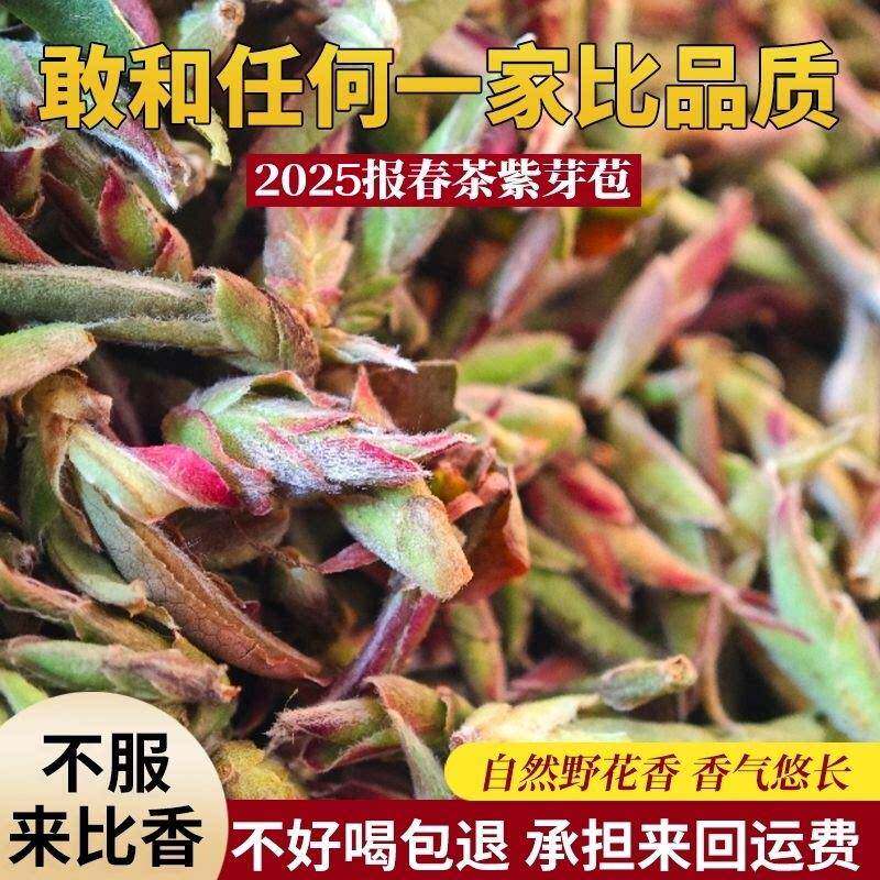 2025年头春茶云南野生紫芽苞茶古树白芽孢茶普洱茶生茶野花香散茶