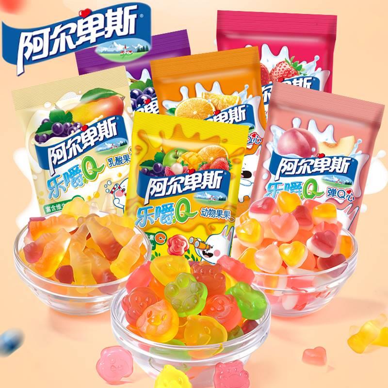 阿尔卑斯乐嚼Q软糖QQ糖橡皮糖60g*10袋儿童休闲零食品水果动物型