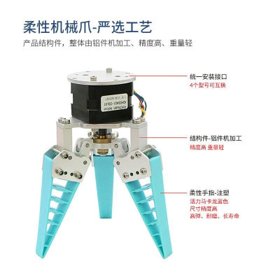 柔性机械爪仿生柔性机械手指手爪软体自适应气动电动柔性夹爪夹具