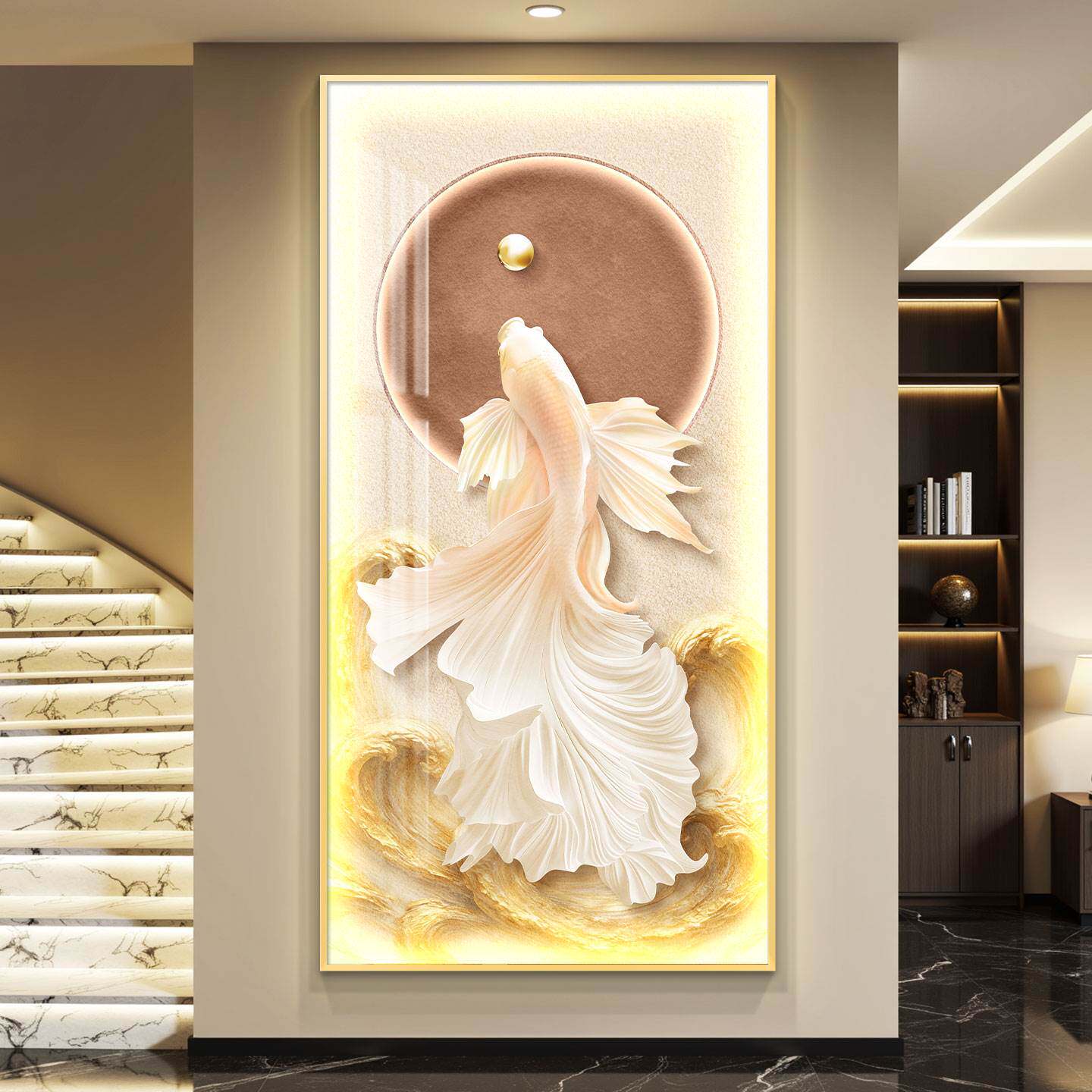 葫芦轻奢led带灯入户玄关装饰画走廊过道挂画壁画简约现代高级感