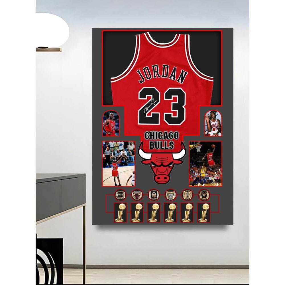 NBA篮球詹姆斯创意挂画签名球衣裱框乔丹库里科比篮球球衣装饰画