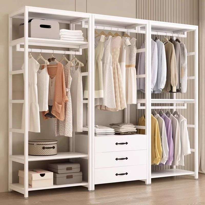 开放式步入式衣帽间衣帽架组合家用简易带抽屉双层落地衣架收纳架