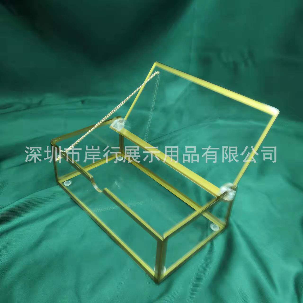 亚克力透明金边盒子有机玻璃化妆品收纳防尘箱珠宝首饰收纳盒