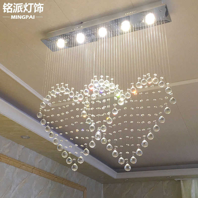 心形吊灯客厅餐厅婚房卧室灯吧台隔断水晶吊灯婚庆装饰灯现代简约