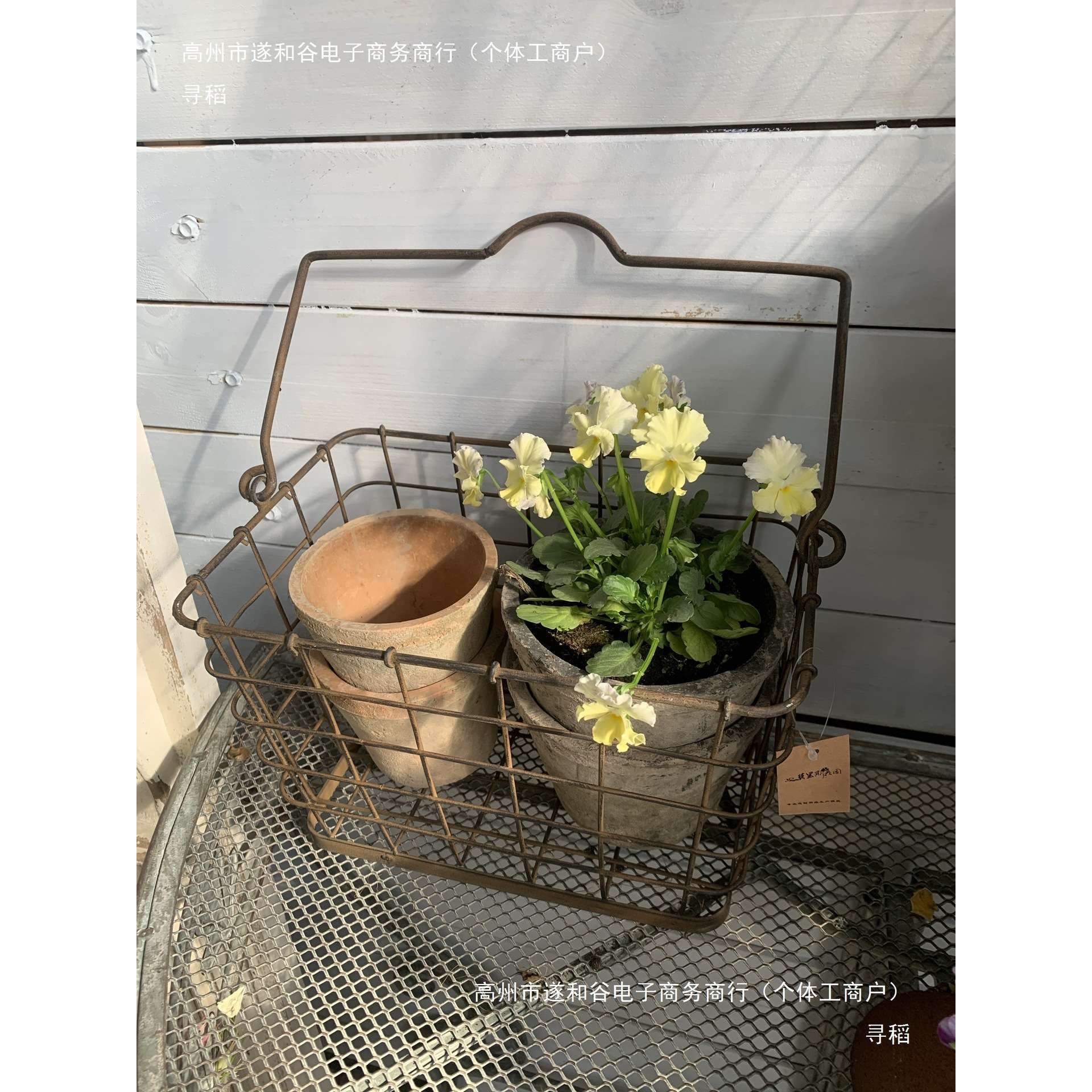 Garden Iron Hand Carry Wire Frame Flower Pot Planting Frame