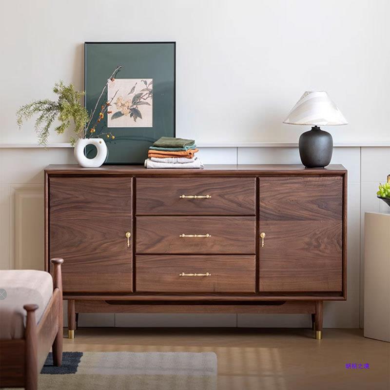 北美黑胡桃实木斗柜卧室多功能储物柜客厅靠墙置物复古玄关柜