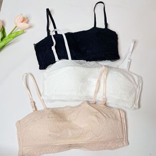 一字领防走光美背内衣女士可拆肩带抹胸性感蕾丝吊带bra 2022夏季