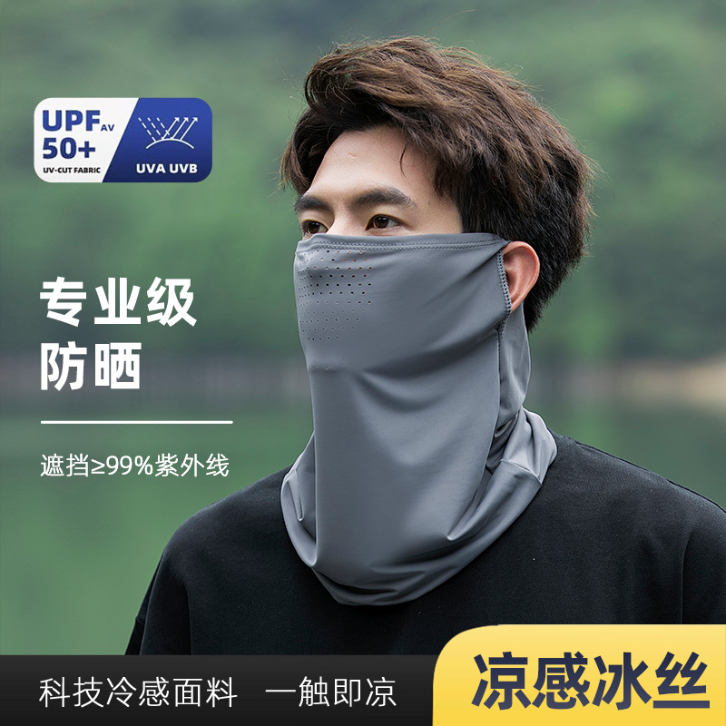 2025新款防晒冰丝全脸防紫外线面罩男女护颈防晒口罩防晒面纱
