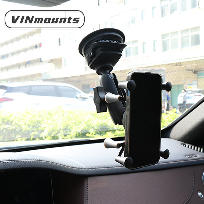 防抖拓展越野车载X型手机支架x25mm球头管夹式前挡吸盘式X手机夹