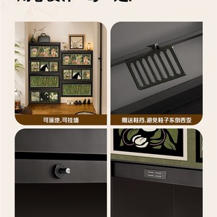 中古风超薄鞋柜小窄家用门口入户门收纳柜一体靠墙门外走廊免安装