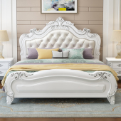 欧式 床实木床1.8米双人床现代简约主卧婚床1.5米公主床白色储物床