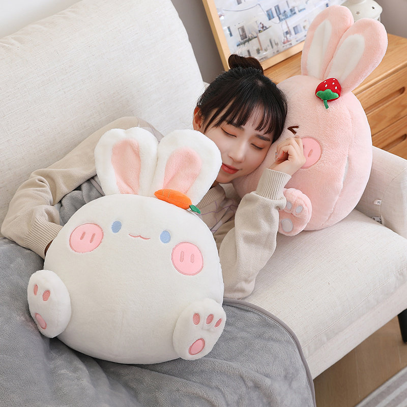 可爱兔子抱枕被子两用二合一折叠靠枕毯子汽车办公室午睡枕头车载