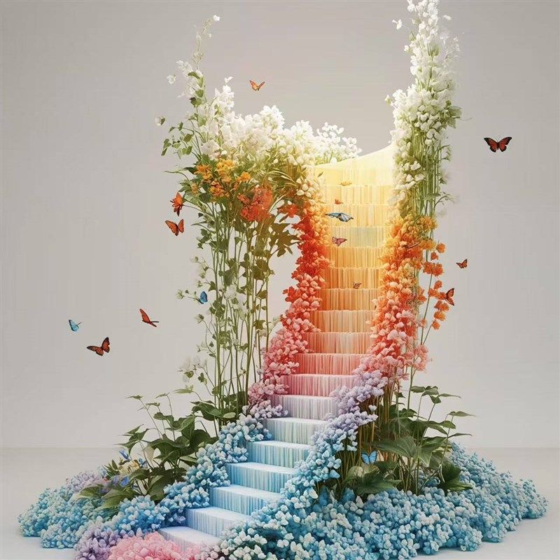 婚礼艺术装饰橱窗陈列云朵阶梯装置美陈装置摆饰商业美陈