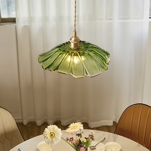 门厅入户玄关灯创意荷叶玻璃餐厅小吊灯轻奢阳台灯楼梯走廊过道灯