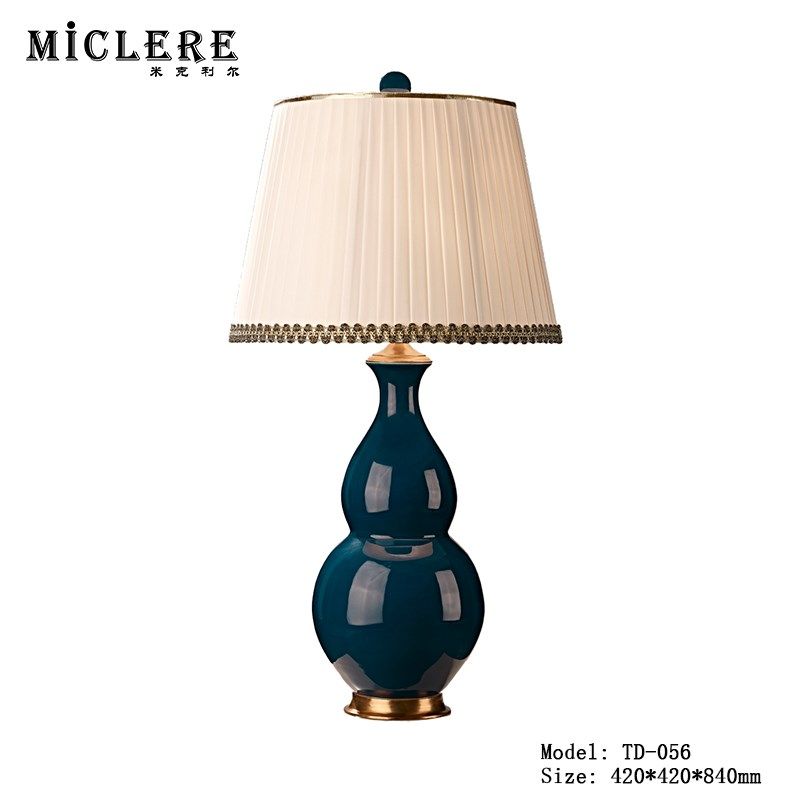 奢华法式陶瓷镶铜葫芦台灯别墅卧室床头灯客厅装饰灯具中式风水灯