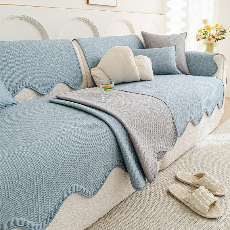凉感冰丝沙发垫2025新款夏季凉豆豆直排坐垫子一片式防滑异形盖布,居家布艺,沙发垫,淘宝优惠券,粉丝福利购,淘宝优惠卷