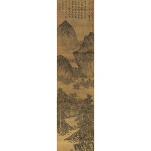 吴镇深溪客话图元四家山水画微喷打印临摹画稿装饰画芯绢布