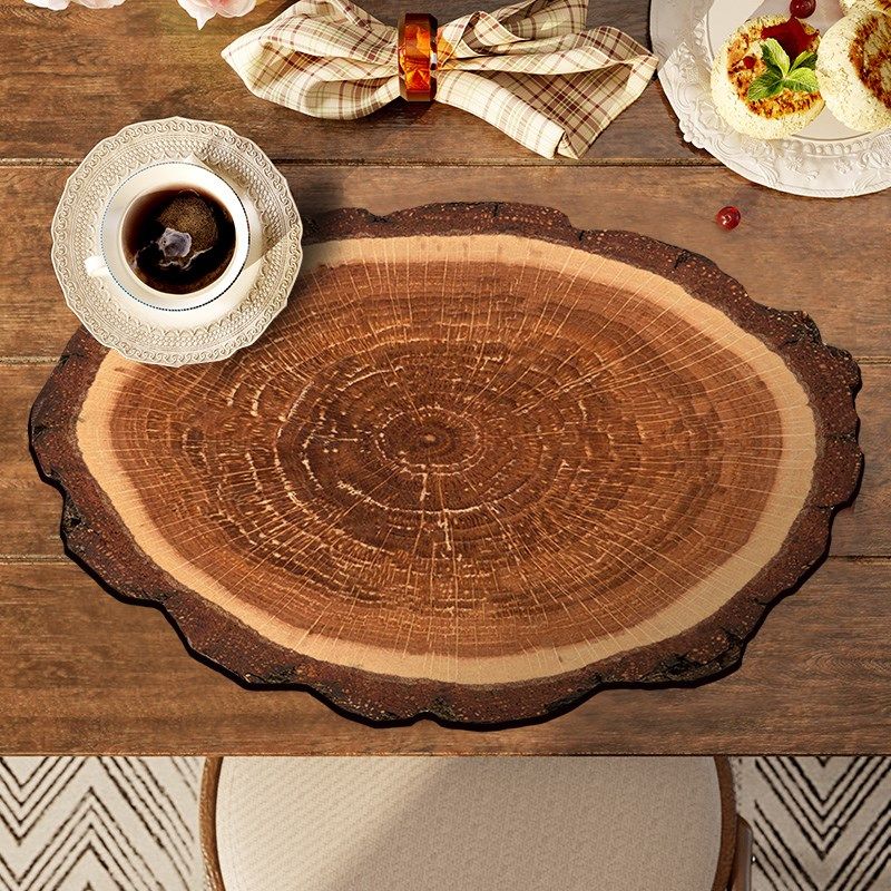 仿年轮餐垫防水防油餐桌垫耐高温木纹台面保护垫防烫碗盘垫杯垫子,居家布艺,餐垫,淘宝优惠券,粉丝福利购,淘宝优惠卷
