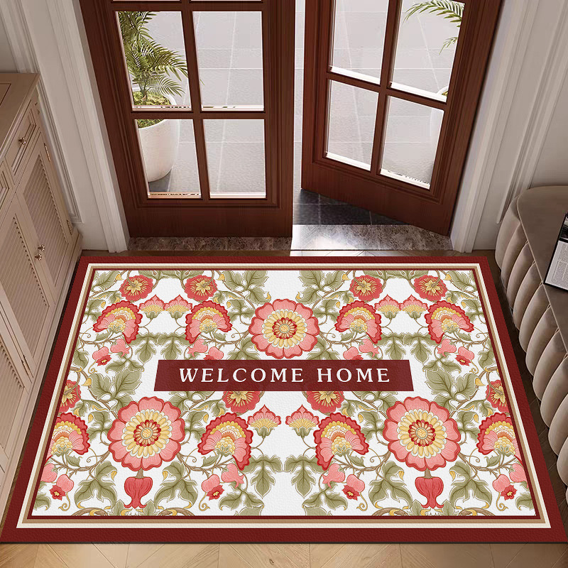 复古美式入户门垫玄关垫可擦免洗皮革pvc脚垫厕所卫生间门口地垫