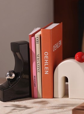 中古风异形陶瓷书挡摆件家居客厅酒柜电视柜设计感书桌装饰书立