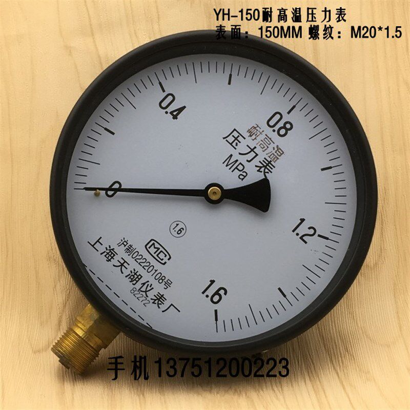 上海天湖YH-150蒸汽压力表 耐高温压力表 锅炉0.6 1 1.6 2.5MPA