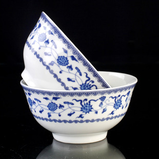 三环陶瓷餐具饭碗微波炉碗青花瓷釉中彩米饭碗