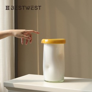 艺术花瓶玻璃高级感摆件插花器皿客厅电视柜装饰复古新款水培鲜花