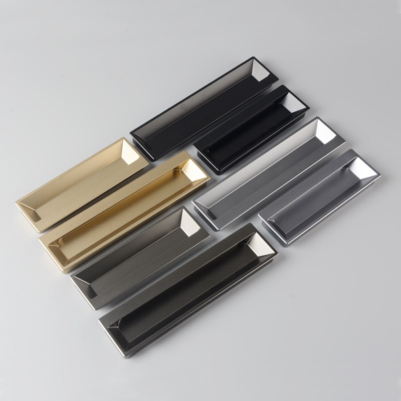 嵌入式衣柜门移门把手铝合金美立方开槽隐藏拉P手橱柜抽屉暗装拉