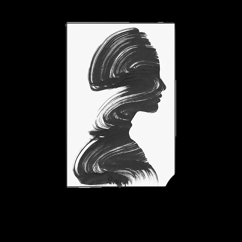 创意艺术发廊挂画黑白灰工业风走廊过道抽象人物壁画美Y发店装饰图片